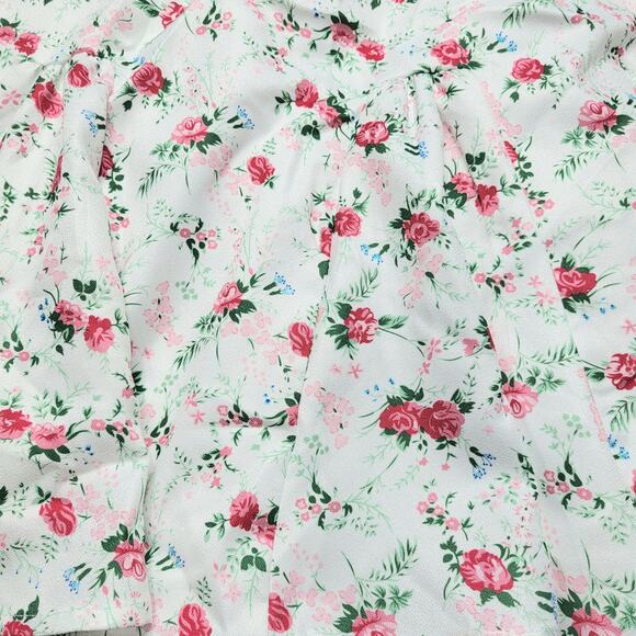 Lulus Cute Factor White Floral Puff Sleeve Crop Top Tiered Mini Skirt Set Large - Picture 11 of 13